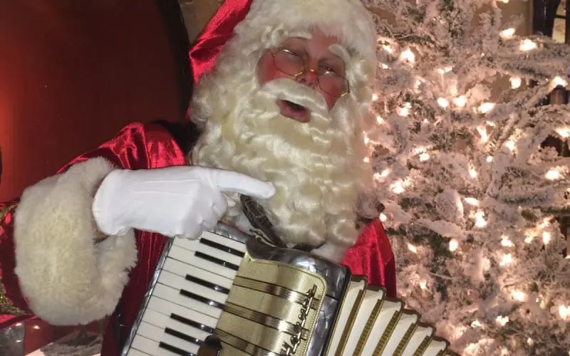 Kerstman met accordeon boek je voordelig bij Burolivemuziek.nl